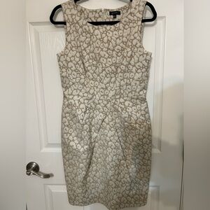 Saks Fifth Avenue Dress Womens 6 Leopard Print Sheath Dress Tan